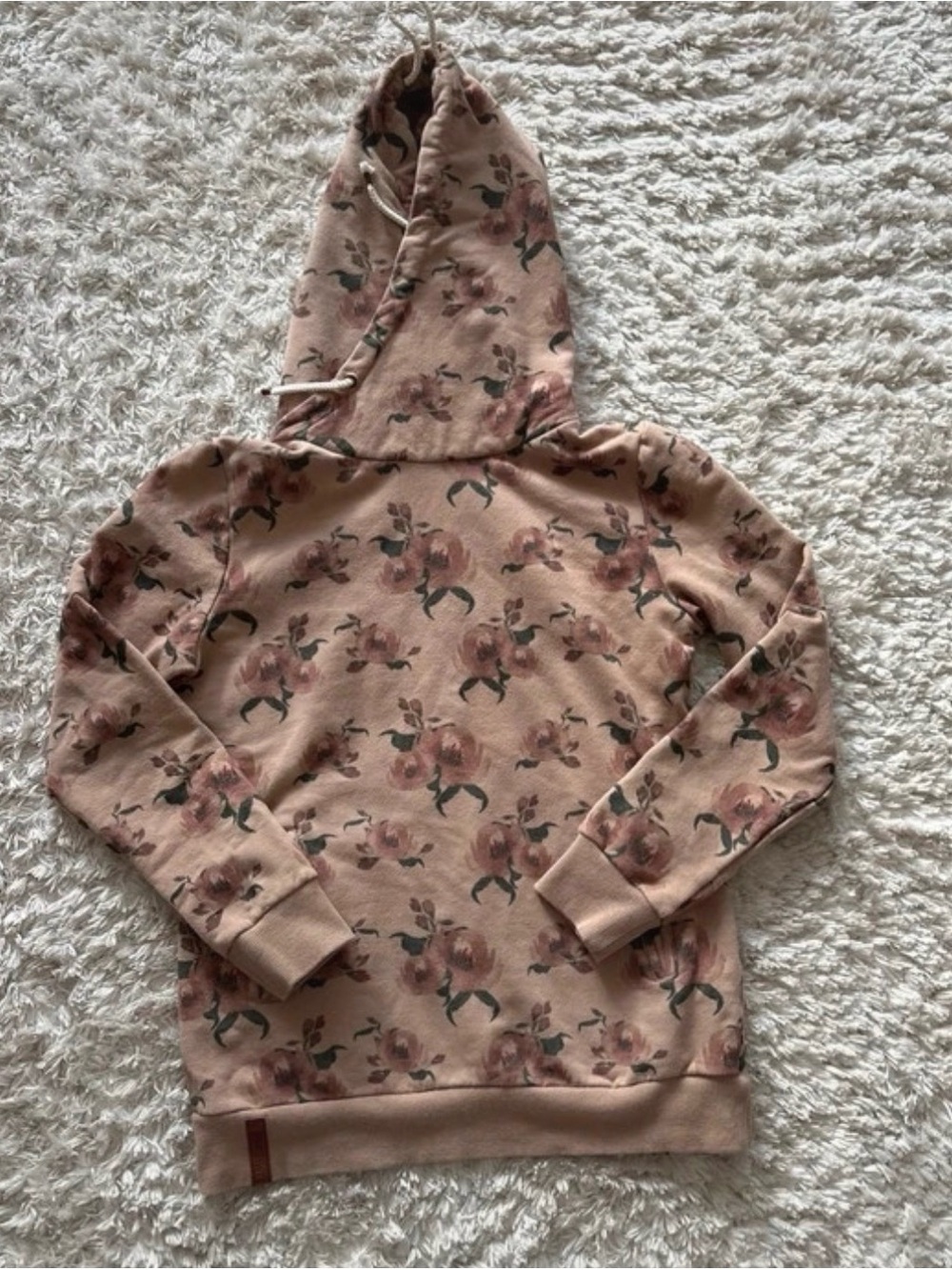 Ampersand Floral Pink Mauve Hooded Women's Pullover Sweatshirt Medium